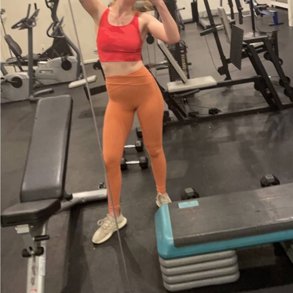 Peach Lululemon Align Leggings with Wrap Waist Detail